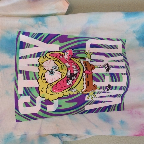 Nickelodeon SpongeBob SquarePants Stay Weird Custom Tie Dye Unisex Tee Shirt - Picture 2 of 6